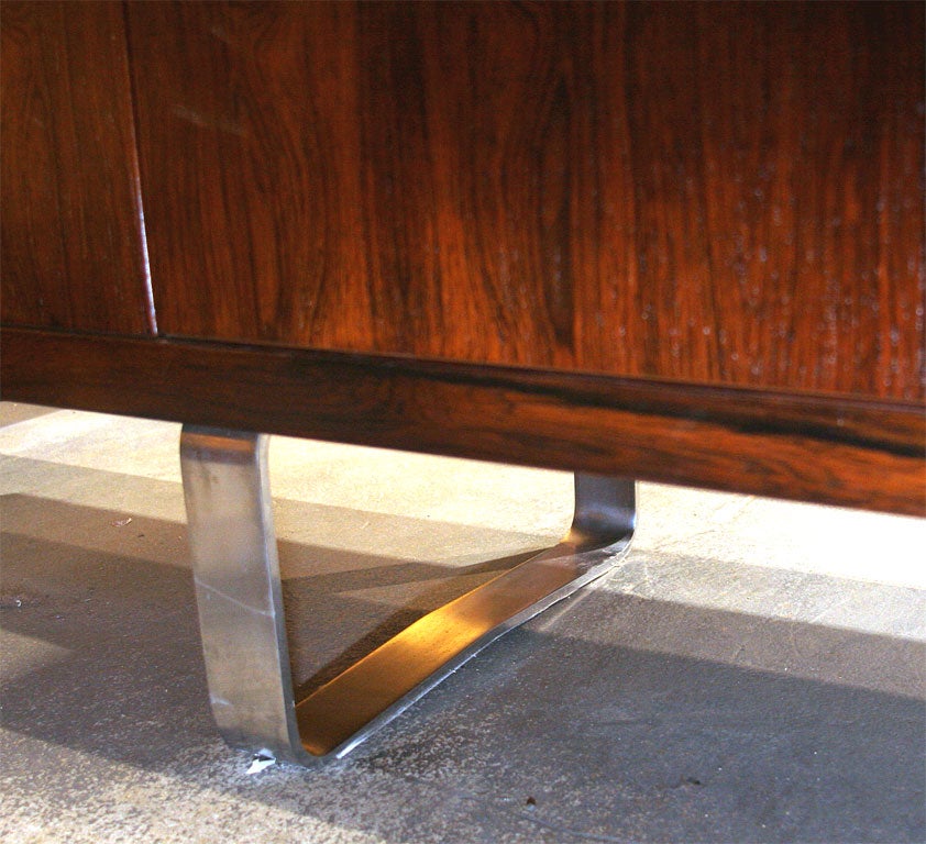 Executive Rosewood & Steel Desk with Return by Jorgen Pedersen 1