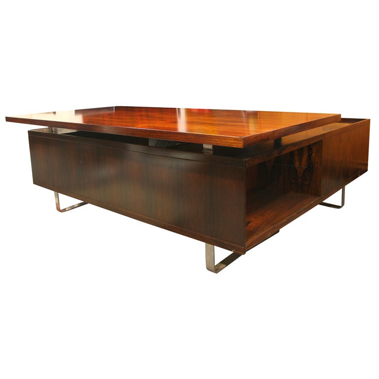 Executive Rosewood 
Steel Desk with Return by Jorgen Pedersen