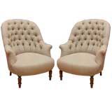 Pair of Tufted Napolean III Salon Chairs in the MIrande Style