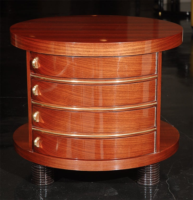 Smokers Table in Indian rosewood with double circular tops <br />
Casing opening onto four pivoting drawers<br />
See our coordinateing sideboard / bar cabinet