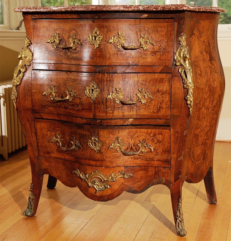 French Louis XV Ormolu Mounted Kingwood Commode