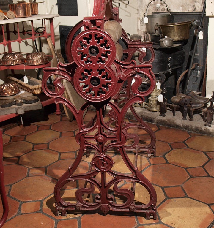 French Art Nouveau Cast Iron Mangle For Sale