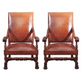 Mid 19th Century Pair of Beautiful Louis XIII Style Armchairs