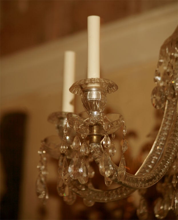 Lampadario di cristallo a sei luci Georgian In condizioni buone in vendita a Hudson, NY