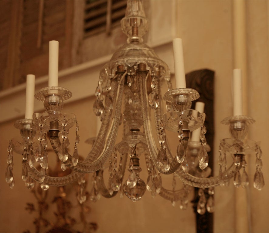 Georgian Six-Light Crystal Chandelier For Sale 1