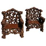 Pair Rhododendron Root Chairs