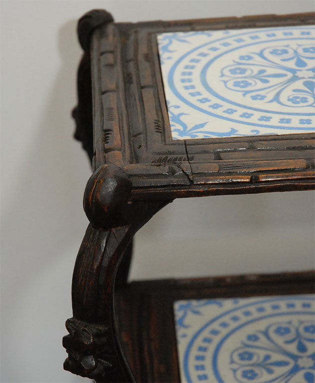 French Three Tier Stand with Tiles In Good Condition For Sale In Culver City, CA