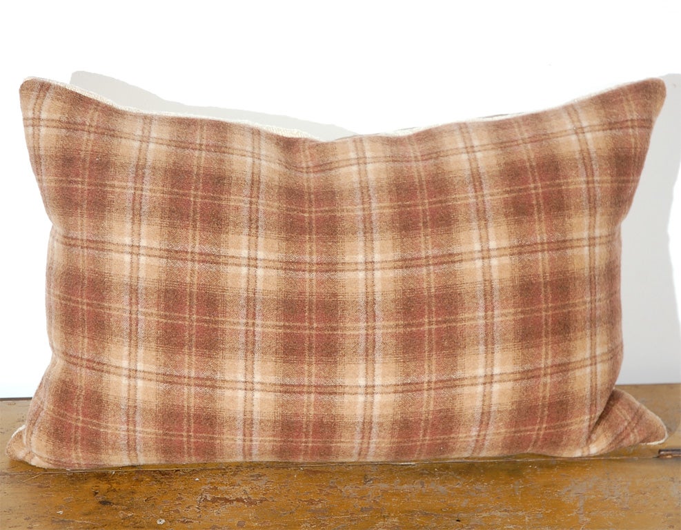 19THC COTTON BLANKET BOLSTER PILLOWS W/LINEN BACKING