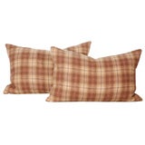 19THC COTTON BLANKET BOLSTER PILLOWS W/LINEN BACKING