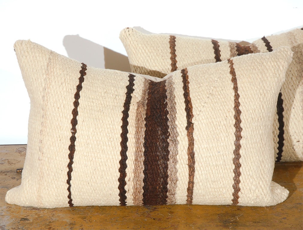 HANDMADE NAVAHO INDIAN WEAVING PILLOWS W/HOMESPUN LINEN BACKING IN PRISTINE CONDITION ,395. EACH- ONLY TWO AVALABLE IN STOCK