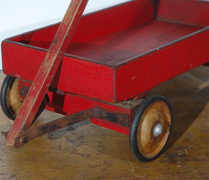 Wood 1920's - 1930's ORIGINAL PAINTED RED WAGON