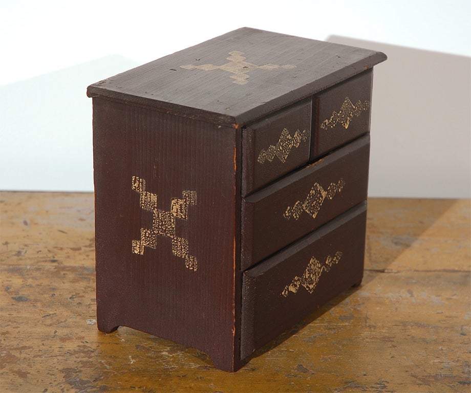 American 19th Century Miniature Chest of Drawers in Original Paint For Sale