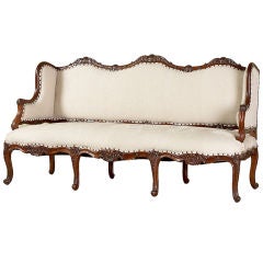 Antique Superb Louis XV style walnut settee from France c. 1870