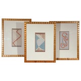 Framed Handcolored Art Deco Carpet Designs