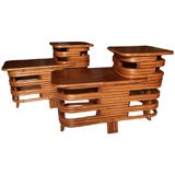 Pair of Rattan End Tables, Style of Paul Frankl Pair of Rattan End Tables, Style of Paul Frankl