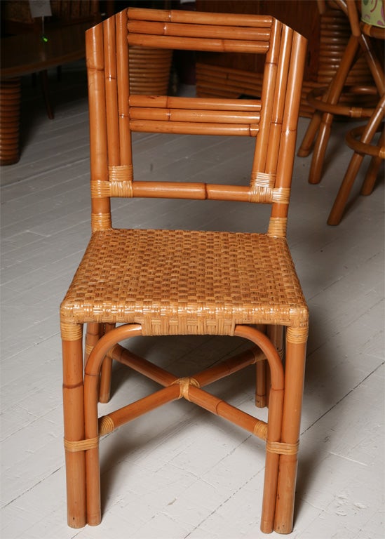 Set of 4 Rattan Dining Chairs For Sale 1