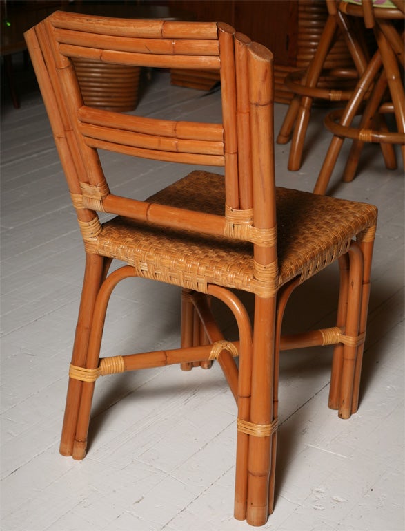 Set of 4 Rattan Dining Chairs For Sale 2