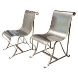 Pair of Italian Steel Chairs with Rivets