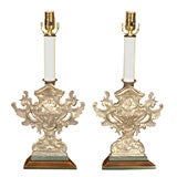 Pair of Rococo Prickets as Lamps