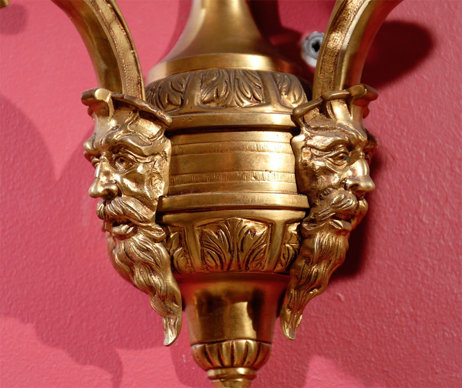 Early 20th Century Gilt Bronze Wall Sconces For Sale