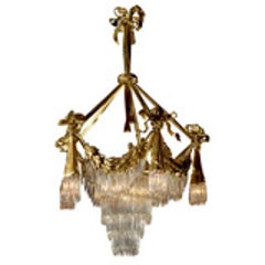 Elegant Gilt Bronze and Crystal Antique Chandelier 6
