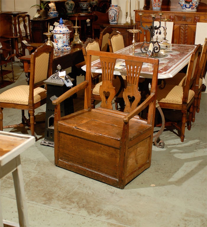 18th Century English Bench in Pine with Pierced Back Splats