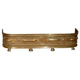 Large 19th Century English Brass Fireplace Fender with Paw Feet.