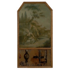 19th Century Trumeau Mirror with Grisaille Painting, France.
