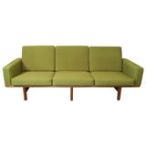 Oak and Green Sofa by Hans Wegner