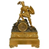 Early 19th Century Empire Mantel Clock depicting a Man in Armor