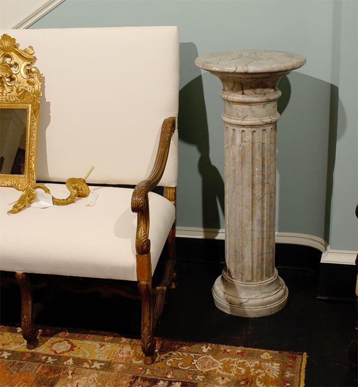 Fluted Marble Pedestal with Rotating Top