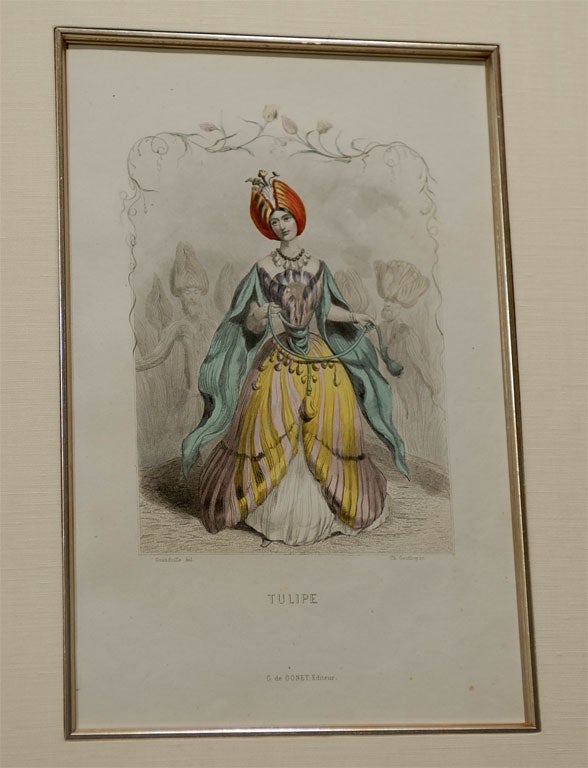 Pair of 19th Century Hand-Colored Engravings by J.J. Grandville For Sale 3