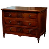 18th Century Louis XVI Walnut Three Drawer Commode
