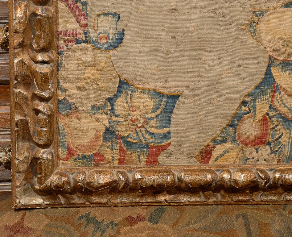 18 th.c tapestry in carved  mid 20th.c. Italian frame
