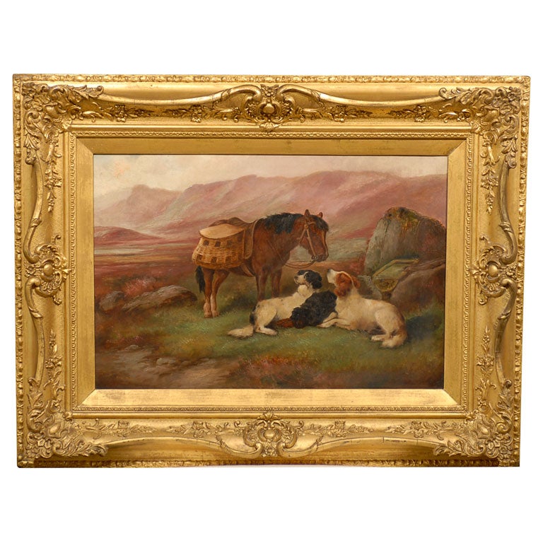 Robert Cleminson 19th Century Landscape Oil Painting with Horse and