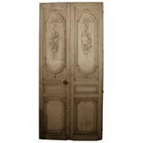 Grand Painted Louis XVI Style  Carved Double Door