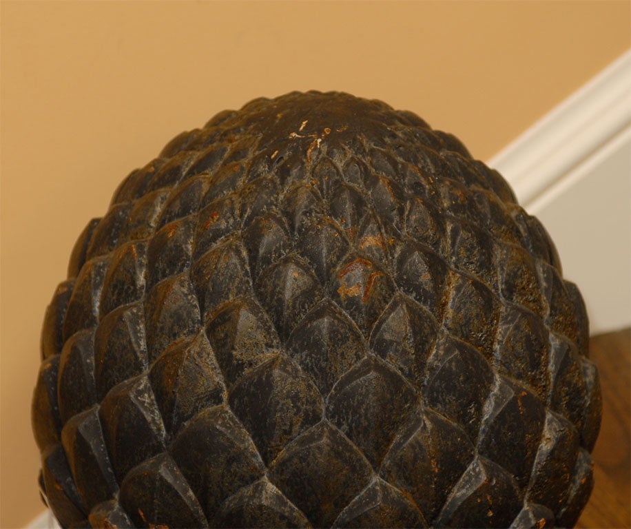 PAIR OF IRON PINEAPPLE ARCHITECTURAL FINIALS 1