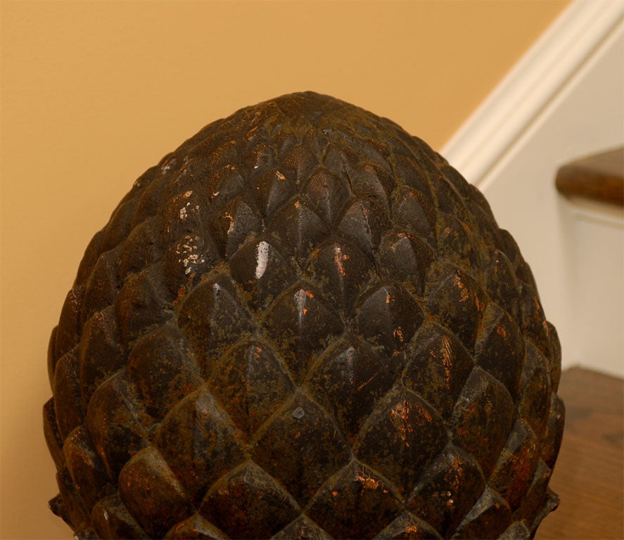 PAIR OF IRON PINEAPPLE ARCHITECTURAL FINIALS 2