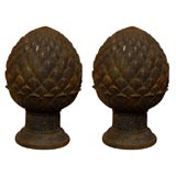 PAIR OF IRON PINEAPPLE ARCHITECTURAL FINIALS