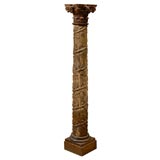 19thC ITALIAN CARVED WOOD COLUMN WITH CAPITAL