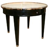 Ebonized Bouillote Table with Marble Top