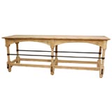 Carved Wood Church Console with Metal Trim