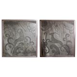 Used Pair of Etched Deco Mirrors