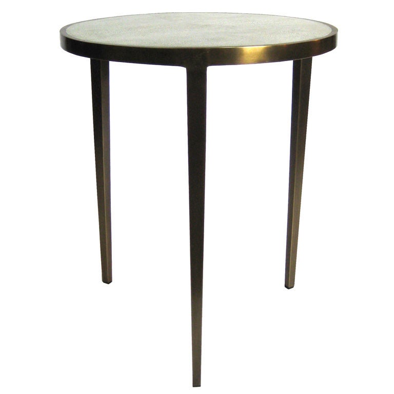 Circular Side Table in Shagreen &  Bronze