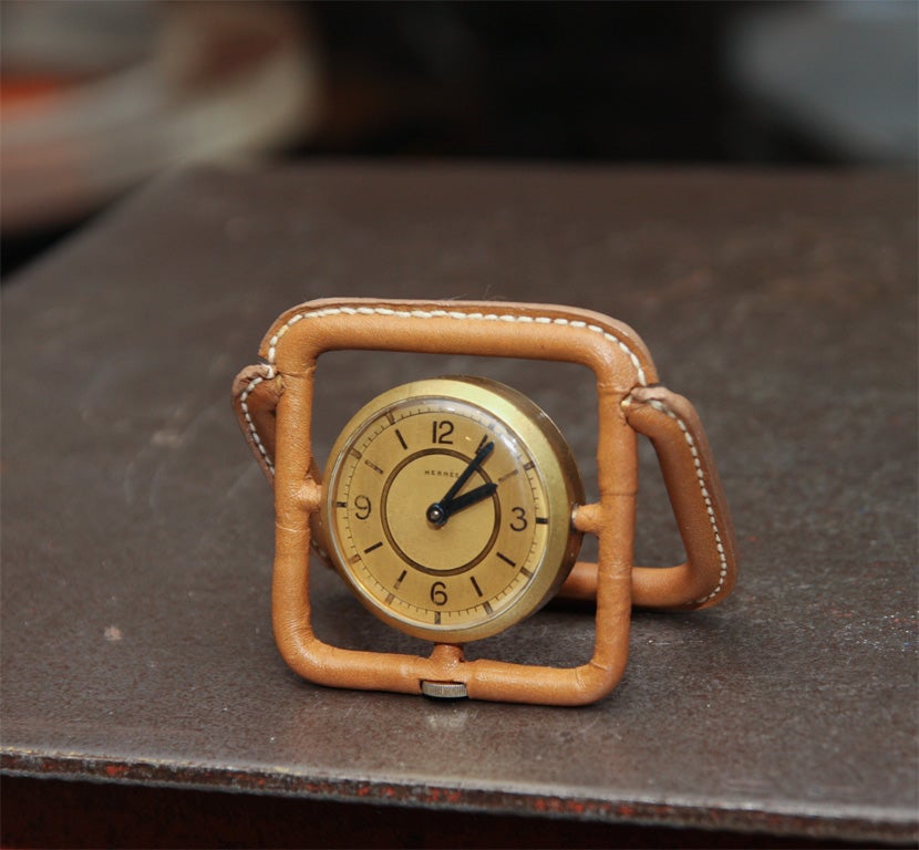 Great stitched leather folding clock