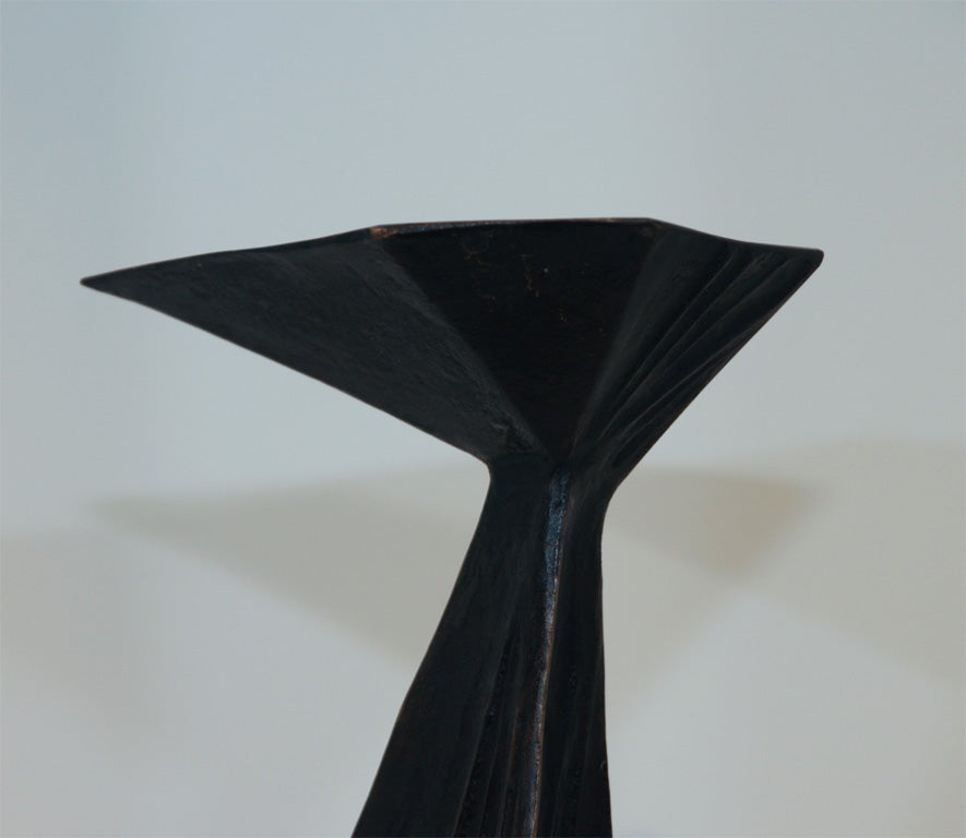 Contemporary Lynn Chadwick Single Bronze Candlestick Signed For Sale