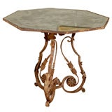 Octagonal Iron Table with Mirrored Top