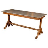 Antique French Fruitwood Table With Granite Top