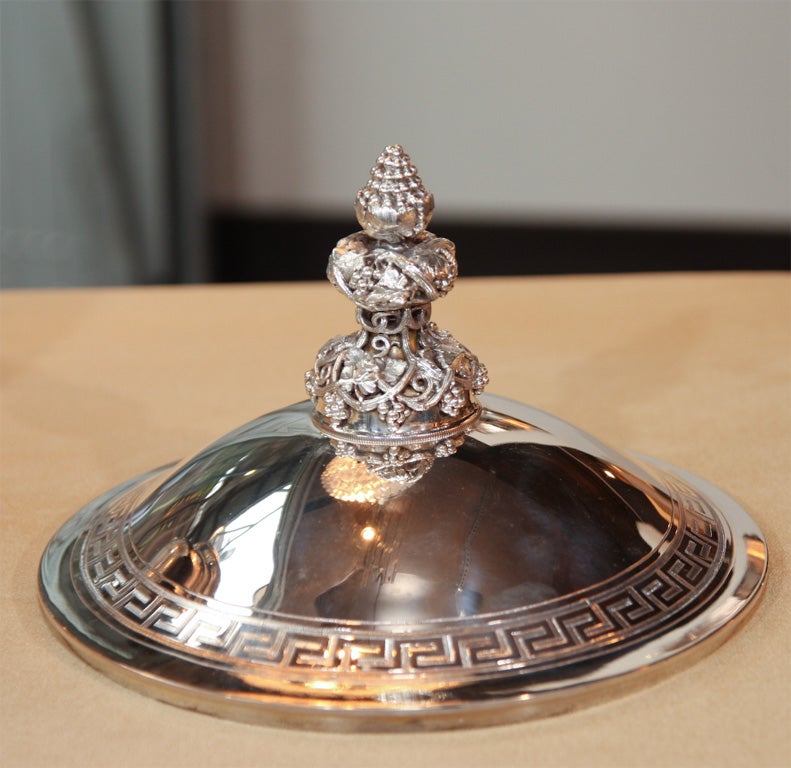 Dazzling Gebruder Friedlander Sterling Silver Etruscan Soup Tureen In Excellent Condition For Sale In New York, NY