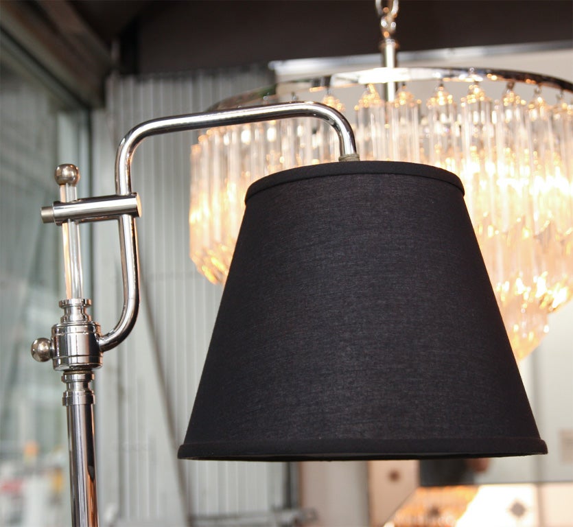 Machine Age Glass Rod & Chrome  Floor Lamp with Ebonized Base